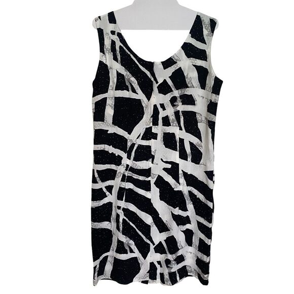 Vintage Deadstock JAMS World Enigma Pattern Black White Dress Size Medium - Picture 2 of 7
